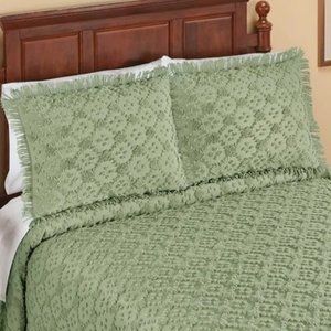 Better Trends Hawley Tufted Circle Design Chenille Pillow Sham In Sage NWT